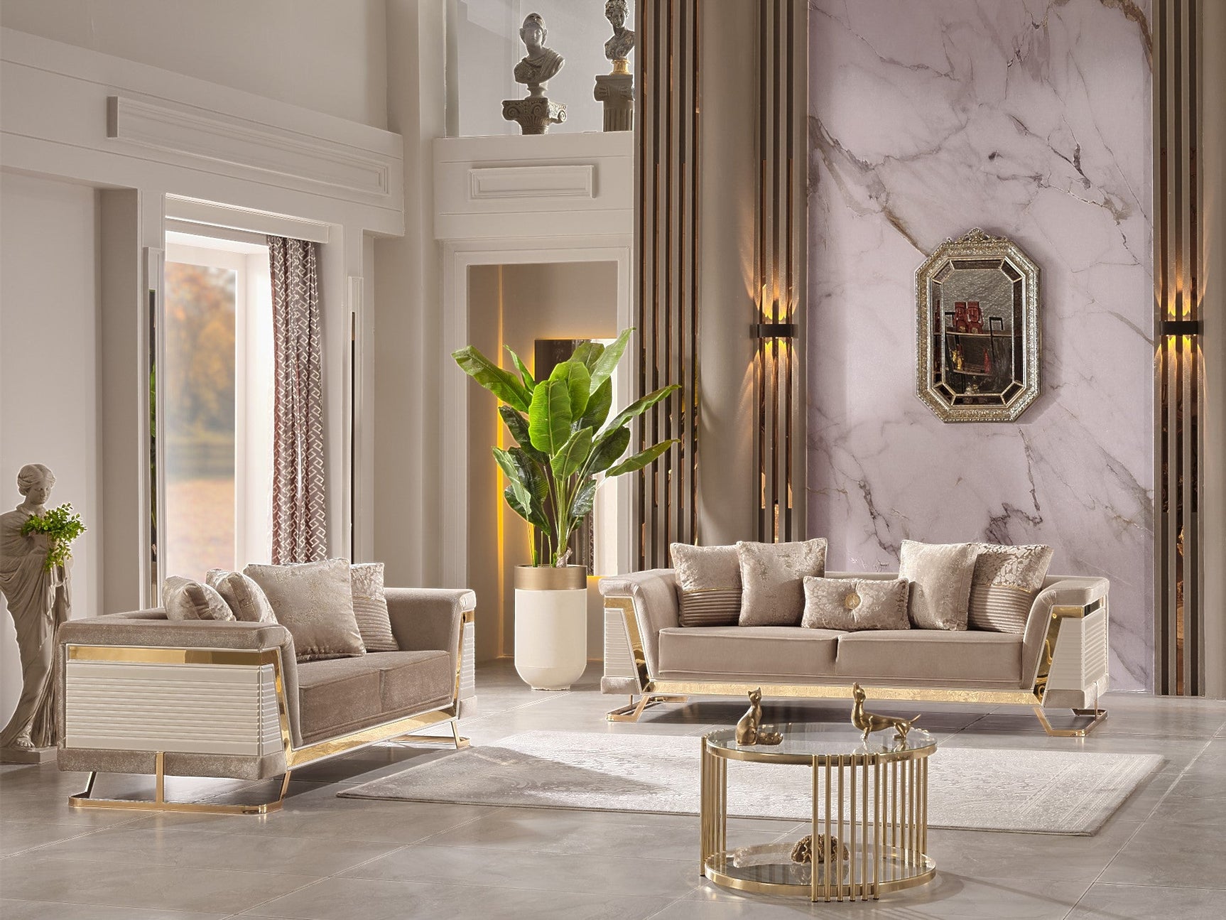 Rixos Beige Stationary Loveseat - Ornate Home