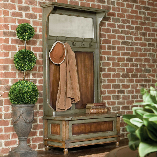 Riyo Gray/Woodtone Distressed Hall Tree - Ornate Home