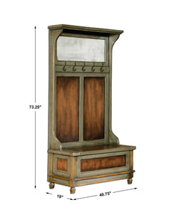 Riyo Gray/Woodtone Distressed Hall Tree - Ornate Home