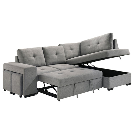 Roanne Grey Fabric Upholstered Sleeper Sectional Sofa - Ornate Home