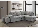 Roanne Grey Fabric Upholstered Sleeper Sectional Sofa - Ornate Home