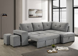 Roanne Grey Fabric Upholstered Sleeper Sectional Sofa - Ornate Home