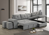 Roanne Grey Fabric Upholstered Sleeper Sectional Sofa - Ornate Home