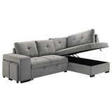 Roanne Grey Fabric Upholstered Sleeper Sectional Sofa - Ornate Home