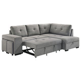 Roanne Grey Fabric Upholstered Sleeper Sectional Sofa - Ornate Home