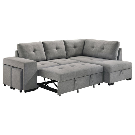 Roanne Grey Fabric Upholstered Sleeper Sectional Sofa - Ornate Home