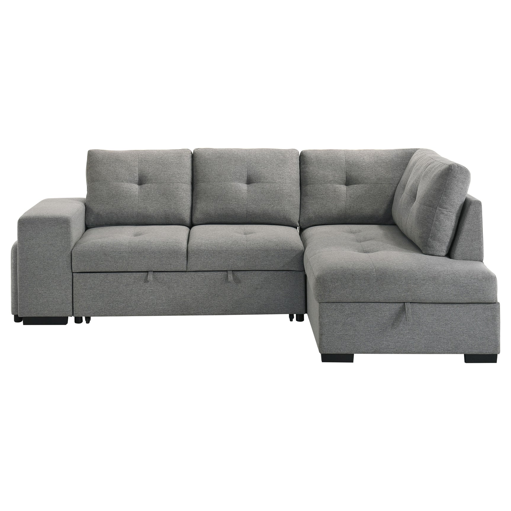Roanne Grey Fabric Upholstered Sleeper Sectional Sofa - Ornate Home