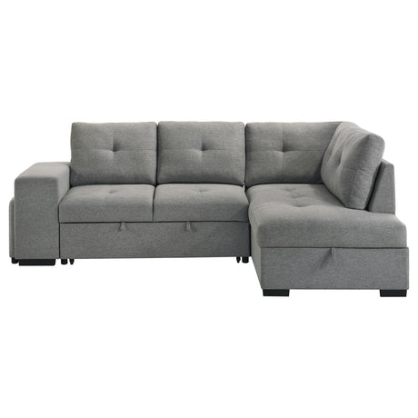 Roanne Grey Fabric Upholstered Sleeper Sectional Sofa - Ornate Home