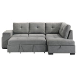 Roanne Grey Fabric Upholstered Sleeper Sectional Sofa - Ornate Home