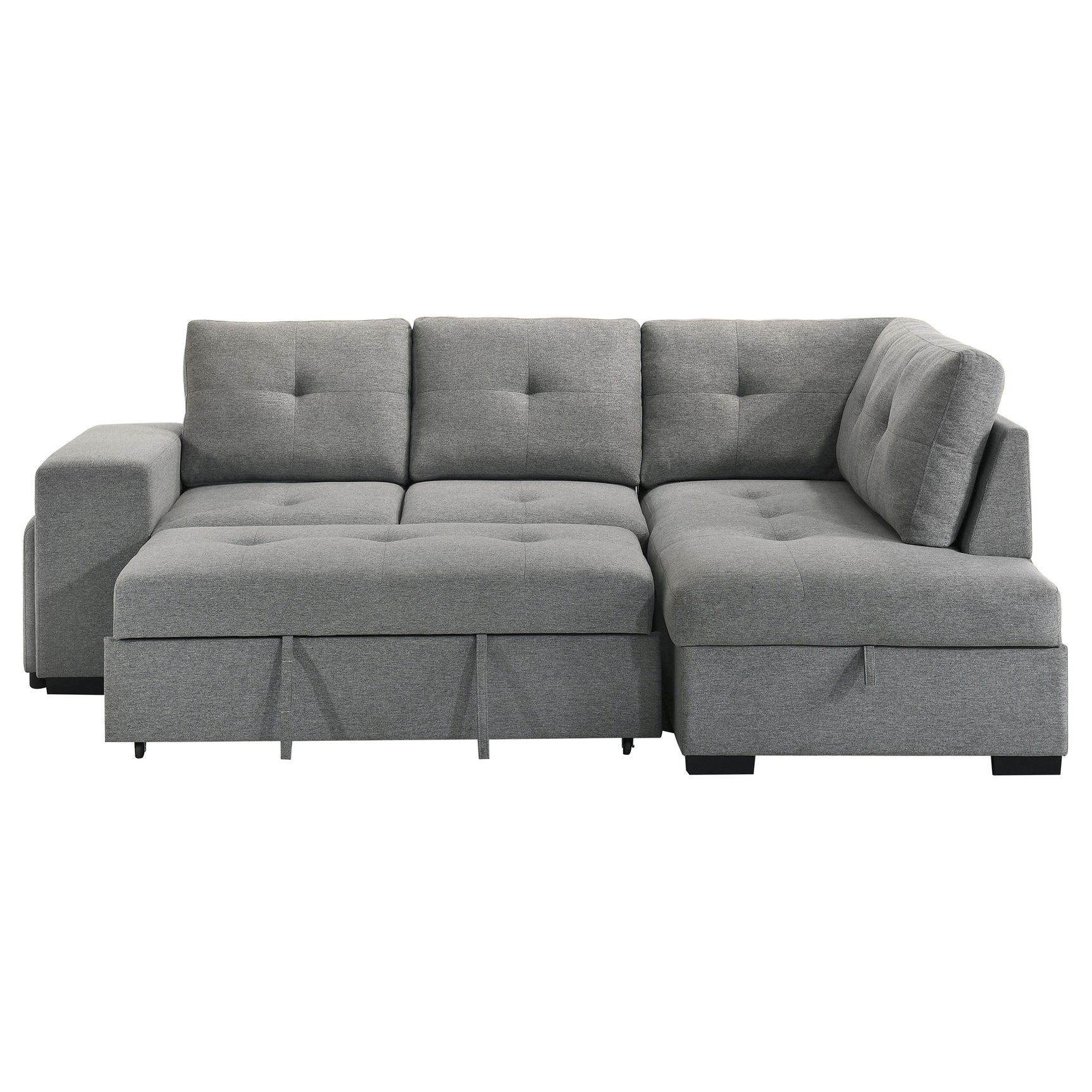 Roanne Grey Fabric Upholstered Sleeper Sectional Sofa - Ornate Home