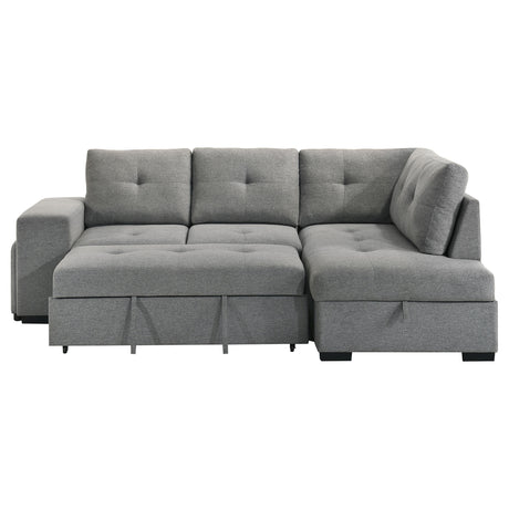 Roanne Grey Fabric Upholstered Sleeper Sectional Sofa - Ornate Home