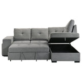 Roanne Grey Fabric Upholstered Sleeper Sectional Sofa - Ornate Home