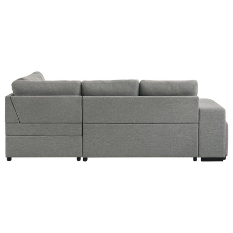 Roanne Grey Fabric Upholstered Sleeper Sectional Sofa - Ornate Home