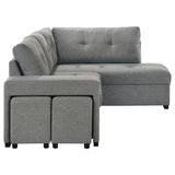 Roanne Grey Fabric Upholstered Sleeper Sectional Sofa - Ornate Home