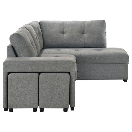 Roanne Grey Fabric Upholstered Sleeper Sectional Sofa - Ornate Home