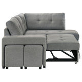 Roanne Grey Fabric Upholstered Sleeper Sectional Sofa - Ornate Home