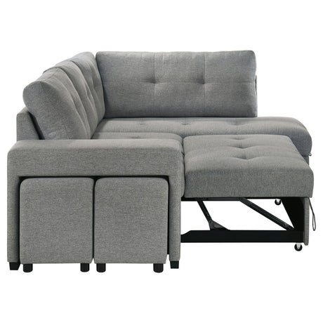 Roanne Grey Fabric Upholstered Sleeper Sectional Sofa - Ornate Home