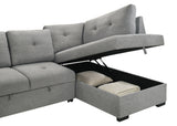 Roanne Grey Fabric Upholstered Sleeper Sectional Sofa - Ornate Home