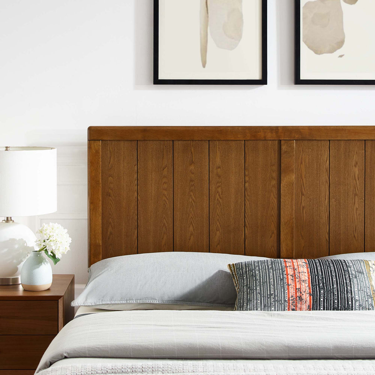 Robbie Walnut Wood Full Headboard - Ornate Home