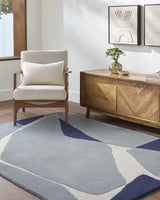 Robbins Modern Blue Wool Rug - Ornate Home