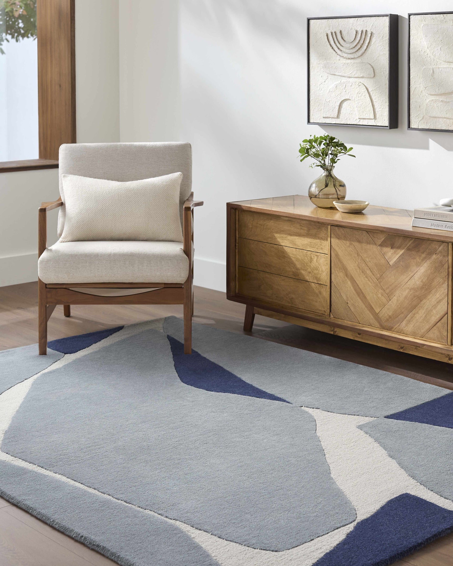 Robbins Modern Blue Wool Rug - Ornate Home