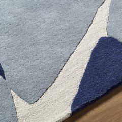 Robbins Modern Blue Wool Rug - Ornate Home