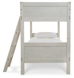 Robbinsdale Antique White Bunk Bedroom Set with Mattresses - Ornate Home