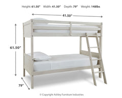Robbinsdale Antique White Bunk Bedroom Set with Mattresses - Ornate Home