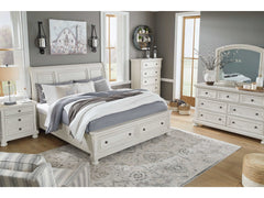 Robbinsdale Antique White Cal. King Sleigh Storage Bedroom Sets - Ornate Home