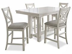 Robbinsdale Antique White Counter EXT Table and 4 Barstools - Ornate Home