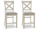 Robbinsdale Antique White Counter Height Dining Table, 2 Barstools, Bench and Server (Online Special Price) - Ornate Home