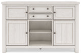Robbinsdale Antique White Counter Height Dining Table, 2 Barstools, Bench and Server (Online Special Price) - Ornate Home