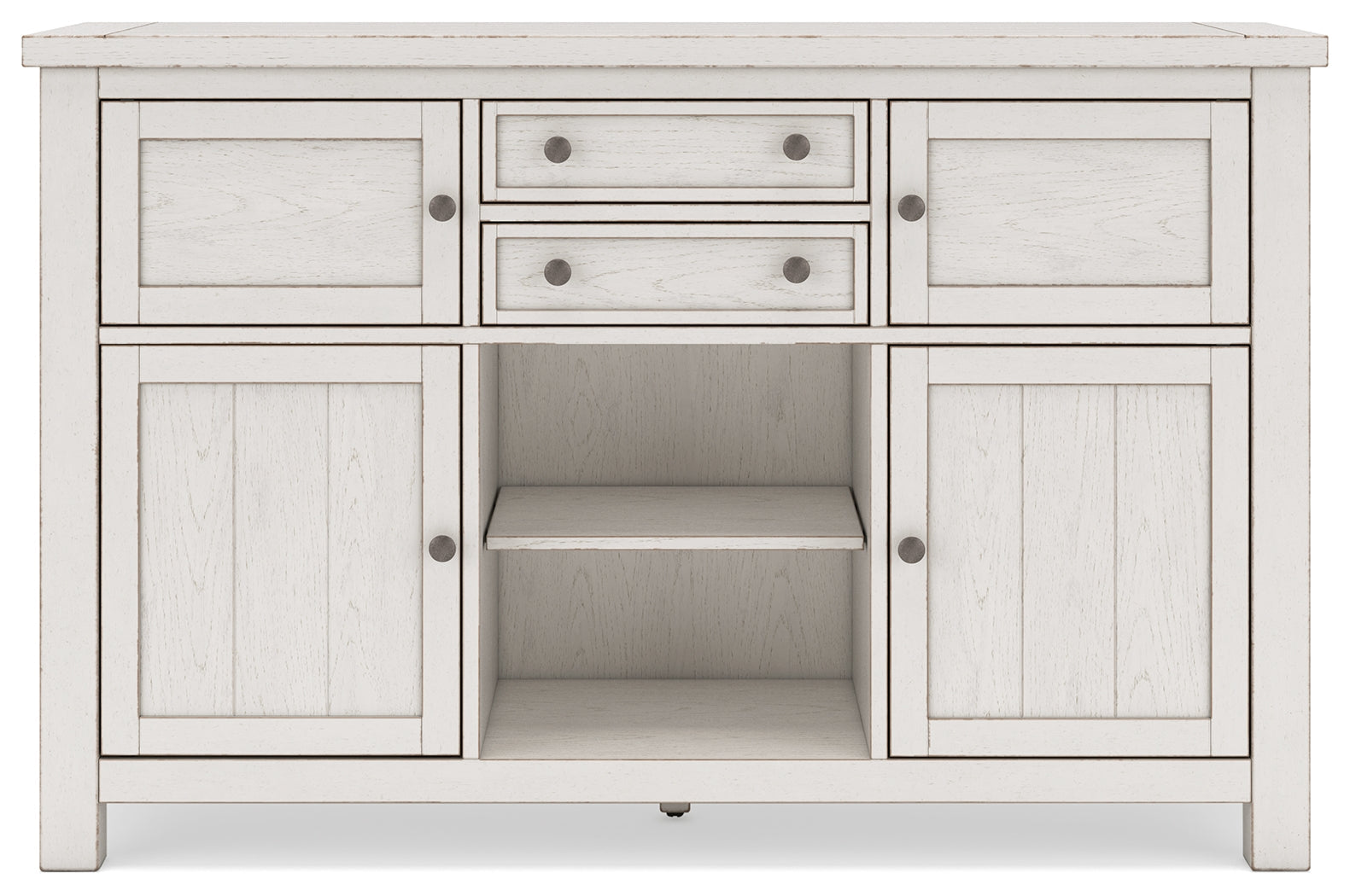 Robbinsdale Antique White Counter Height Dining Table, 2 Barstools, Bench and Server (Online Special Price) - Ornate Home