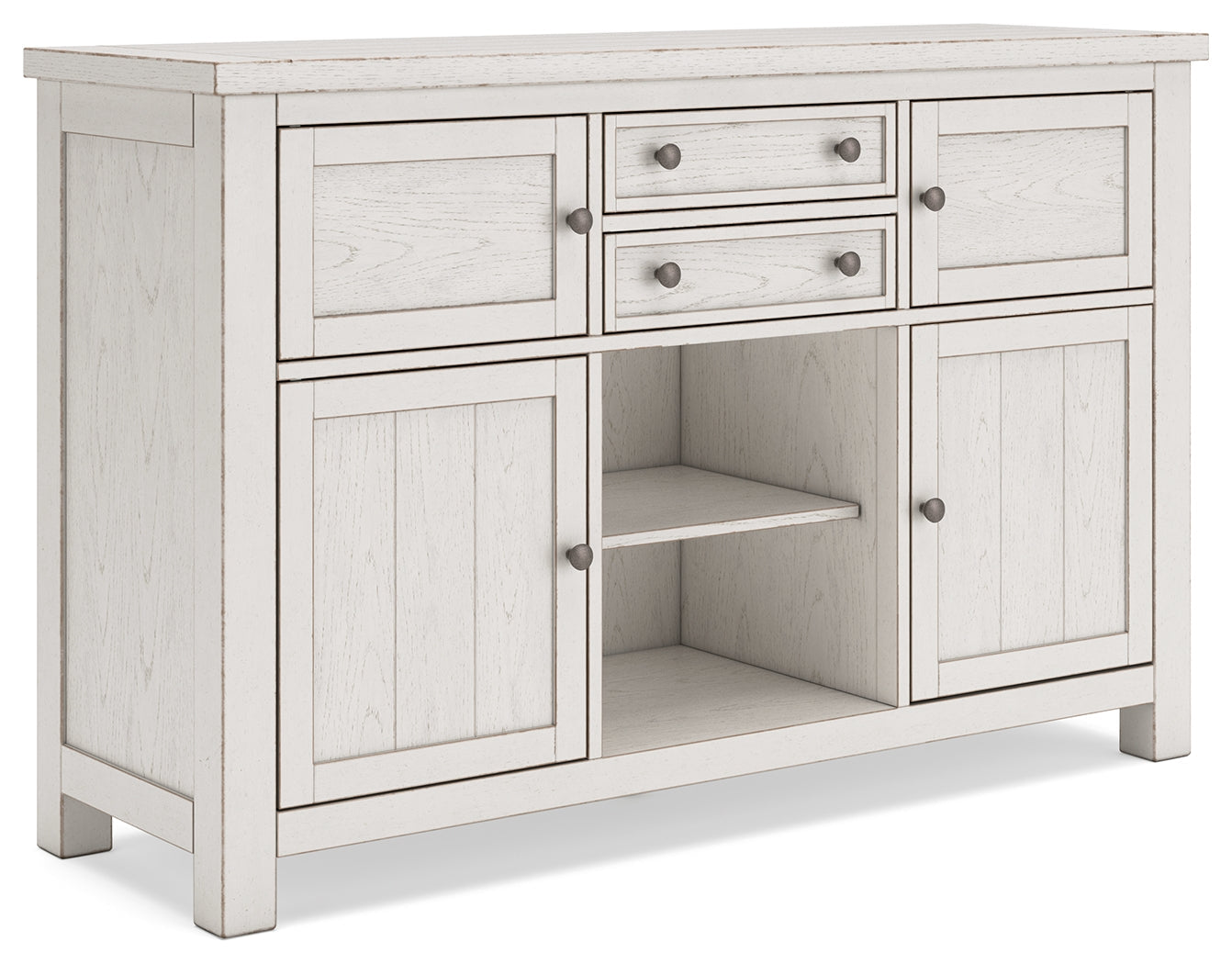 Robbinsdale Antique White Counter Height Dining Table, 2 Barstools, Bench and Server (Online Special Price) - Ornate Home