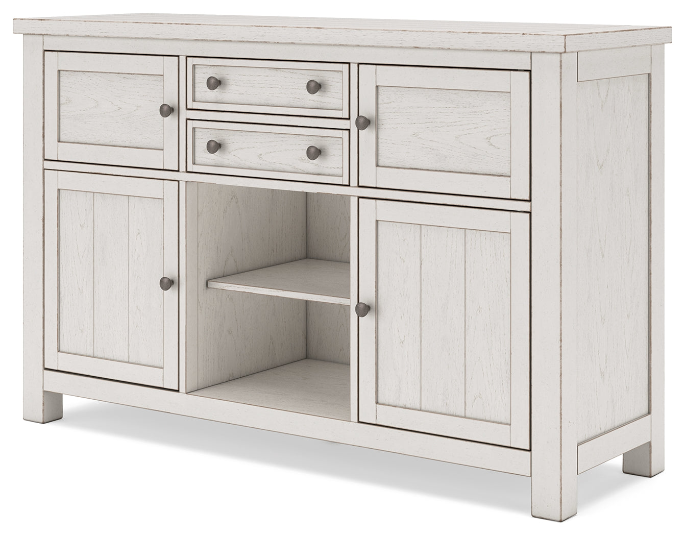 Robbinsdale Antique White Counter Height Dining Table, 2 Barstools, Bench and Server (Online Special Price) - Ornate Home