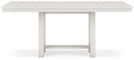 Robbinsdale Antique White Counter Height Dining Table, 2 Barstools, Bench and Server - Ornate Home