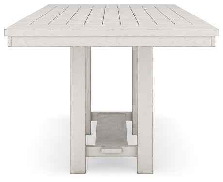 Robbinsdale Antique White Counter Height Dining Table, 2 Barstools, Bench and Server - Ornate Home