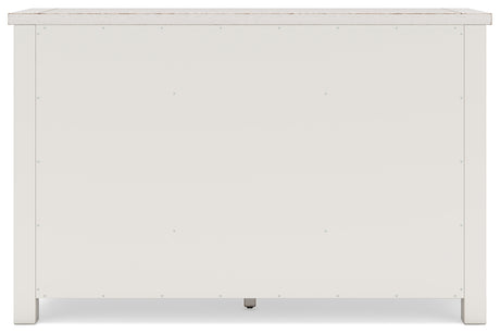 Robbinsdale Antique White Counter Height Dining Table, 2 Barstools, Bench and Server - Ornate Home