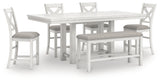 Robbinsdale Antique White Counter Height Dining Table, 4 Barstools and Bench (Online Special Price) - Ornate Home