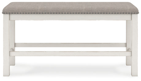 Robbinsdale Antique White Counter Height Dining Table, 4 Barstools and Bench - Ornate Home