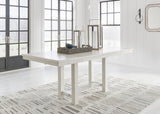 Robbinsdale Antique White Counter Height Dining Table, 4 Barstools and Bench - Ornate Home