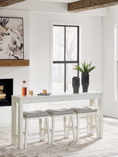 Robbinsdale Antique White Counter Height Dining Table and 3 Barstools Set - Ornate Home