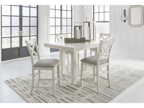 Robbinsdale Antique White Counter Height Dining Table and 4 Barstools - Ornate Home