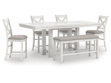 Robbinsdale Antique White Counter Height Dining Table and 4 Barstools and Bench (Online Special Price) - Ornate Home