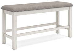 Robbinsdale Antique White Counter Height Extension Dining Table, 6 Barstools and Bench - Ornate Home