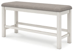 Robbinsdale Antique White Counter Height Extension Dining Table, 6 Barstools and Bench - Ornate Home
