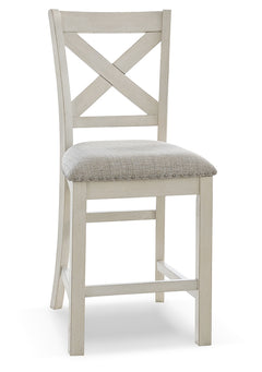 Robbinsdale Antique White Counter Height Extension Dining Table, 6 Barstools and Bench - Ornate Home