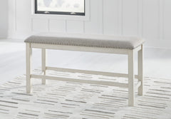 Robbinsdale Antique White Counter Height Extension Dining Table, 6 Barstools and Bench - Ornate Home