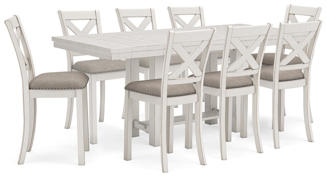 Robbinsdale Antique White Counter Height Table and 8 Barstools (Online Special Price) - Ornate Home