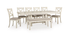Robbinsdale Antique White Dining Table, 6 Chairs and Bench - Ornate Home